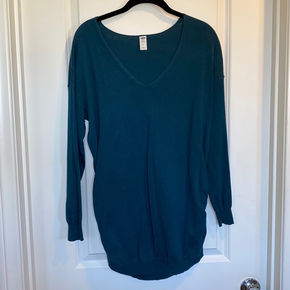 Old Navy Maternity Medium V-Neck Deep Teal Lightweight Long-sleeve Sweater